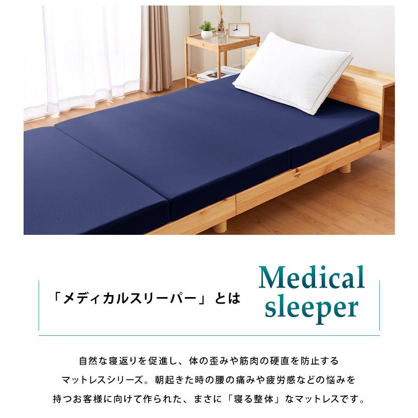 マットレス 日本製 メディカルスリーパー グランデ シングル 三つ折り 折りたたみ 硬め 極厚 高反発 145N レビュー＆報告でアイススプーンプレゼント 代引不可_6