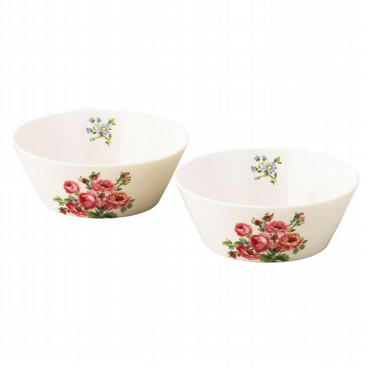 ローラ アシュレイ バンチェッド ロージズ ペアボウルセット LA40-79