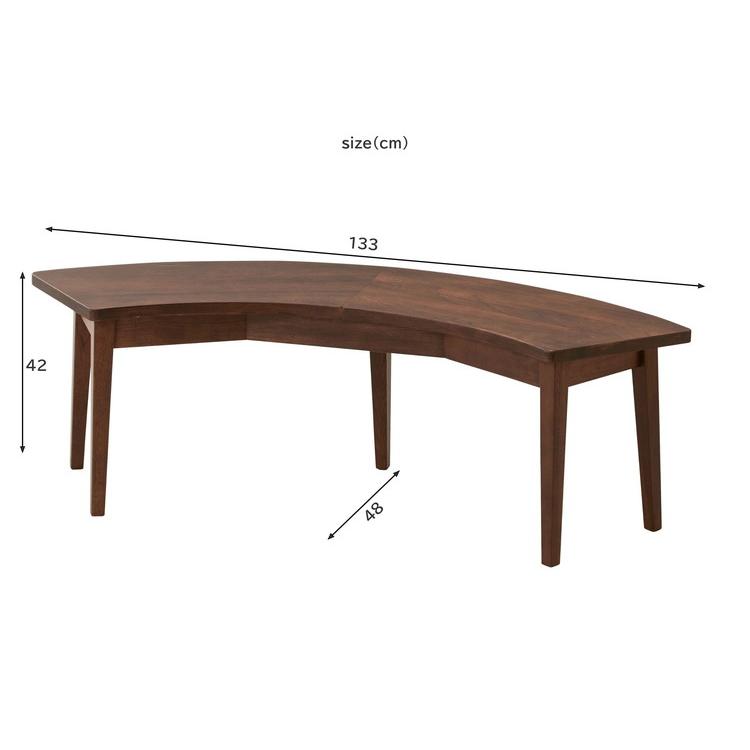 ダイニングベンチ 幅133cm 高さ42cm インテリア チェア チェアー いす イス 椅子 リビング ベンチ スツール ラウンドテーブル用 丸テーブル用 無垢材 代引不可｜recommendo｜04