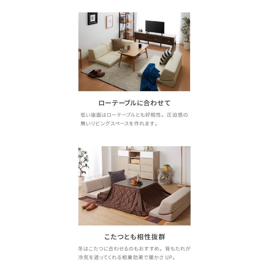 リコメン堂 ソファ ローソファ カウチソファ 3人掛け レザー調