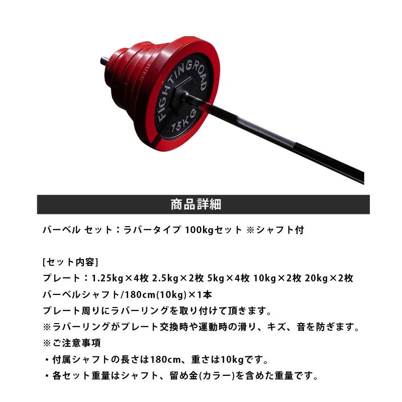 バーベルプレート 20kg 2枚 シャフト 1本 ファイティングロード