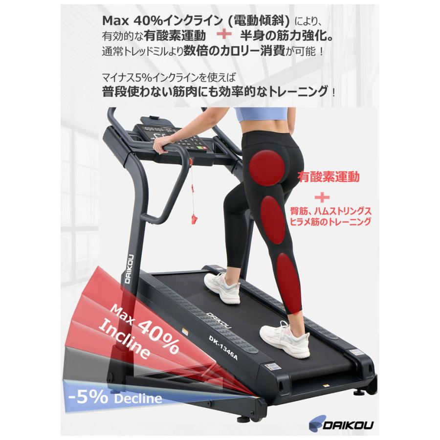 DAIKOU 準業務用 高傾斜トレッドミル DK-1346A 最大傾斜40%&マイナス5