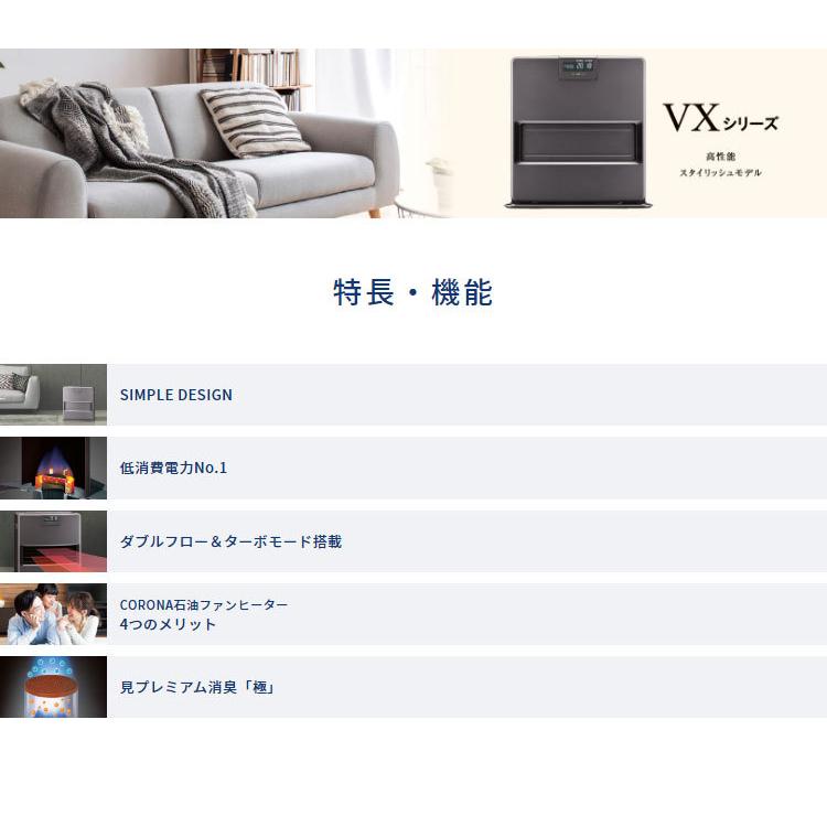 コロナ 石油ファンヒーター FH-VX3621BY W ホワイト ヒーター 暖房 スタイリッシュ DCモーター 省エネ 代引不可