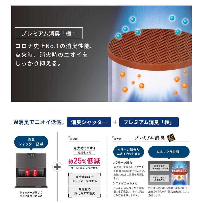 コロナ 石油ファンヒーター FH-VX3621BY W ホワイト ヒーター 暖房 スタイリッシュ DCモーター 省エネ 代引不可