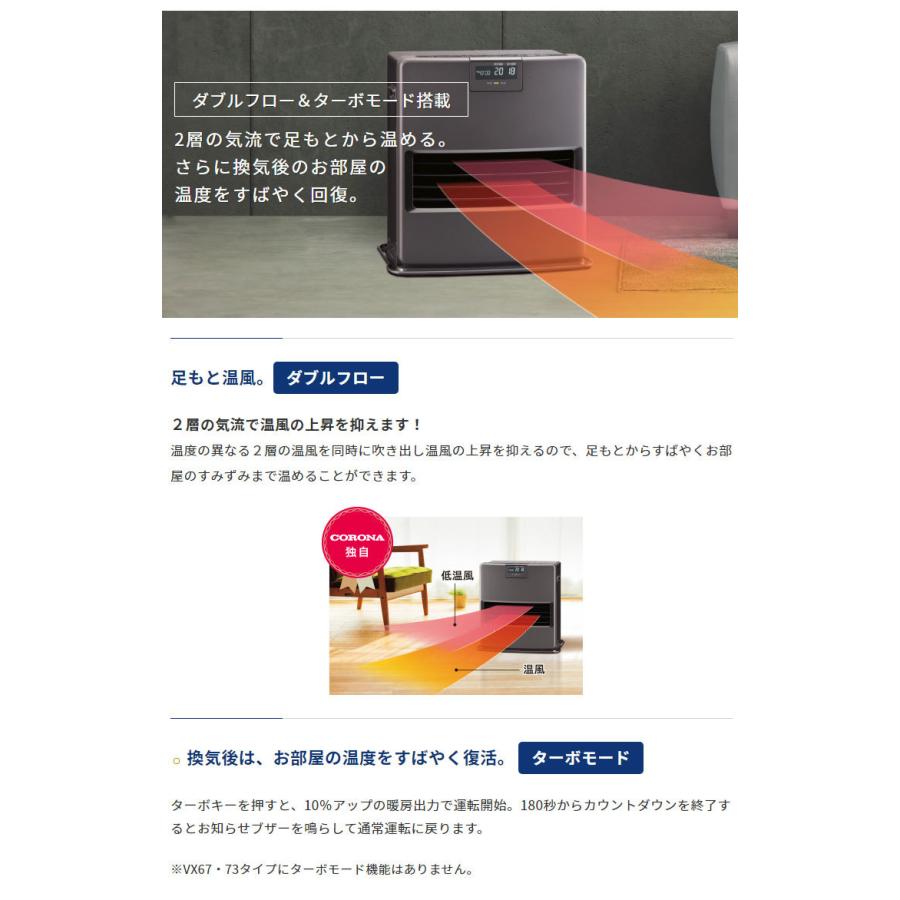 コロナ 石油ファンヒーター FH-VX3621BY W ホワイト ヒーター 暖房 スタイリッシュ DCモーター 省エネ 代引不可