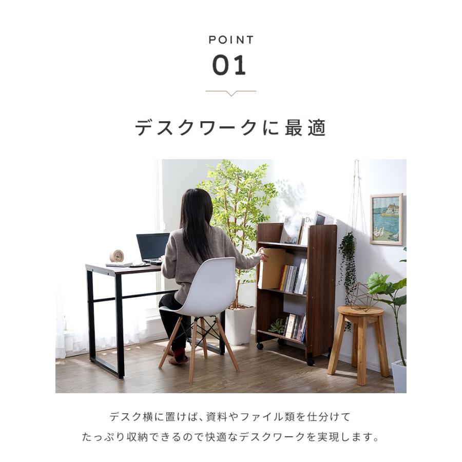 ファイルワゴン 3段 ファイルラック キャスター付き 斜め棚 ファイル