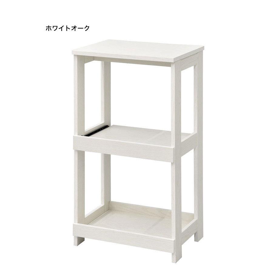 完成品＊キッチンラック＊ホワイト オープンシェルフ キッチン収納 シンプルシリーズ オープンラック 3段 真ん中スライド天板 キッチン