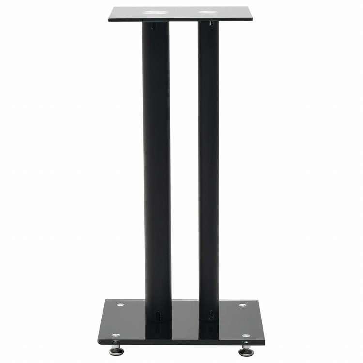 vidaXL スピーカースタンド 2点 強化ガラス製 柱2本デザイン ブラック