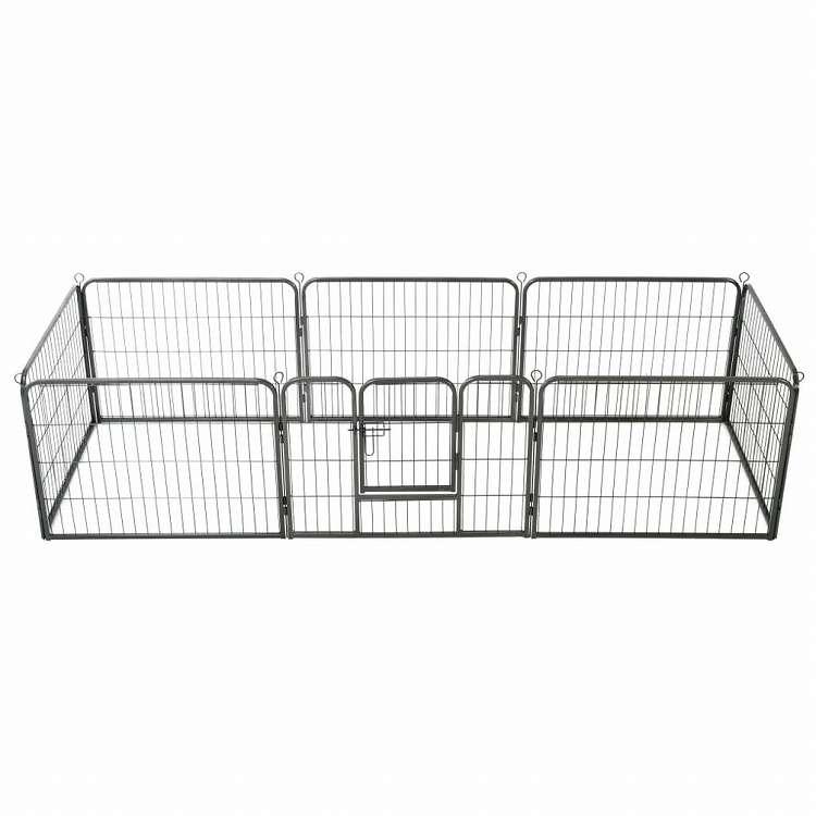 vidaXL 犬用プレイサークル パネル8枚 スチール製 80×60cm ブラック