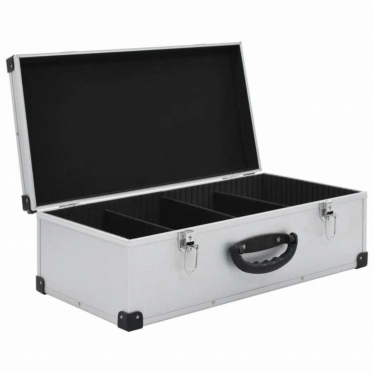 vidaXL CDケース 80枚 アルミ ABS シルバーオフィス用品 ファイル 整理