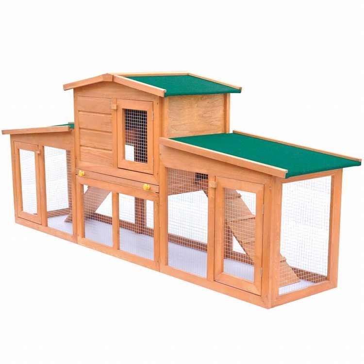 vidaXL 屋外用 大型うさぎ小屋 小動物ハウス ペットケージ 屋根付き 