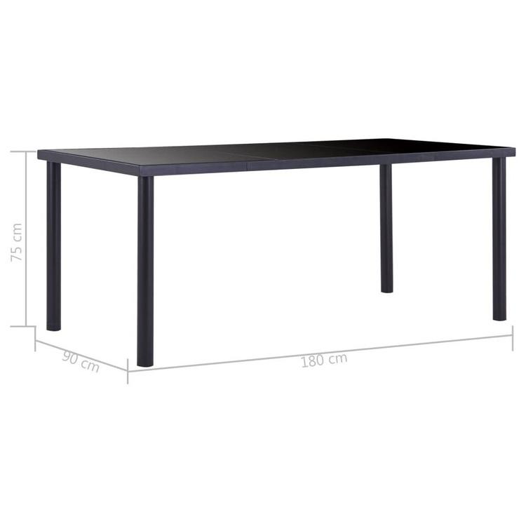 vidaXL ダイニングテーブル ブラック 180x90x75cm 強化ガラス製家具テーブルキッチン・ダイニングルームテーブル 代引不可