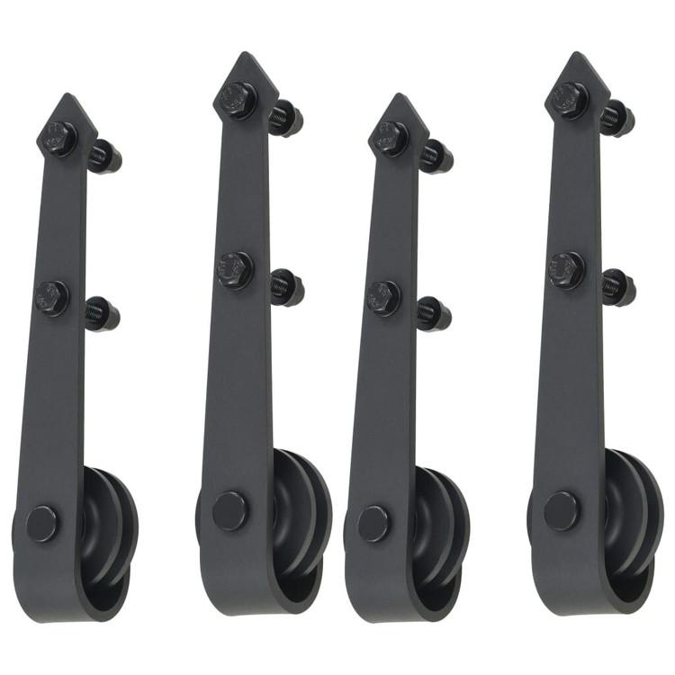 vidaXL スライド式ドア 金具キット 2点セット 200cm スチール製 ブラックハードウェア建築資材ドア用品ドアフレーム 代引不可_2
