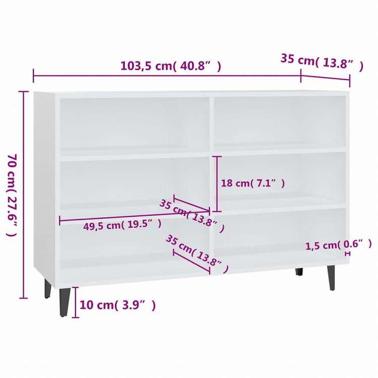 vidaXL サイドボード ホワイト 103.5x35x70cm エンジニアリングウッド