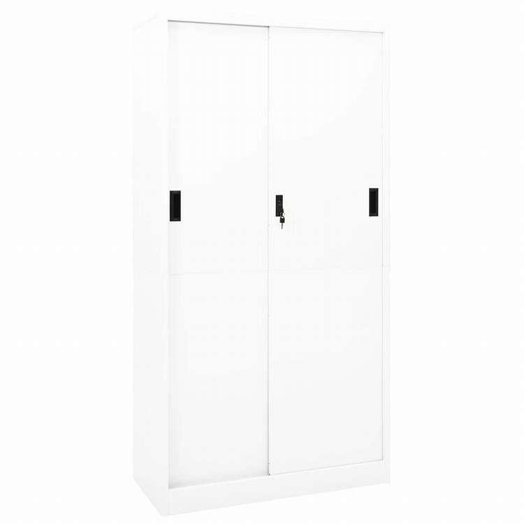 vidaXL オフィスキャビネット スライド式ドア付 ホワイト 90x40x180cm 