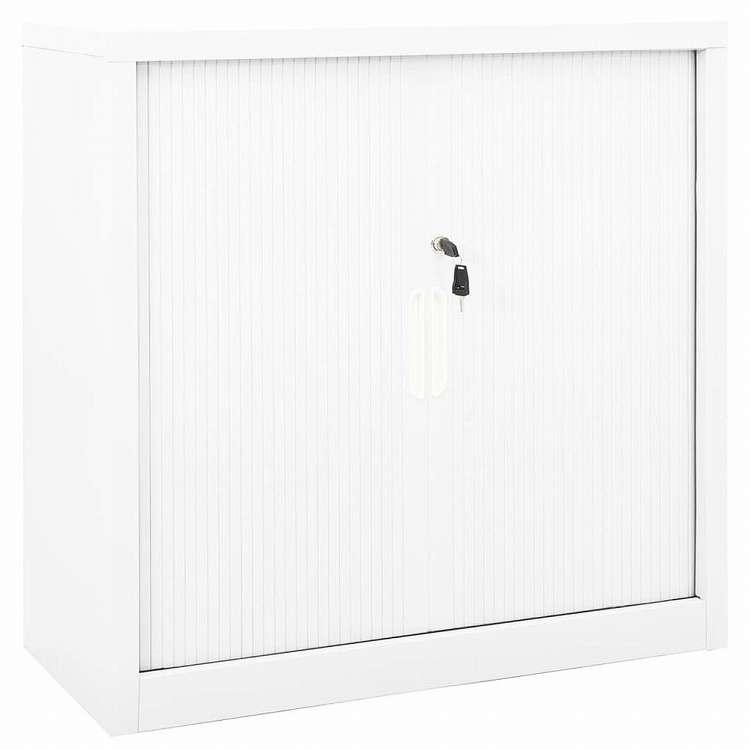 vidaXL スライドドアキャビネット ホワイト 90x40x90cm スチール家具