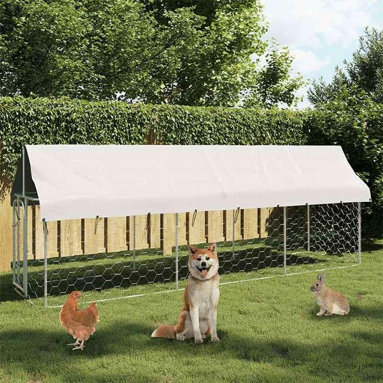 vidaXL 屋外用犬小屋 屋根付き 400x100x150cm動物 ペット用品 犬用品
