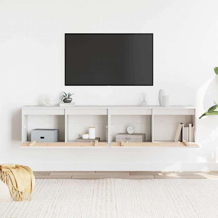 vidaXL ウォールキャビネット 2個 ホワイト 80x30x35 cm 無垢材 パイン材 家具 棚 壁面収納棚・壁面ラック 代引不可_3