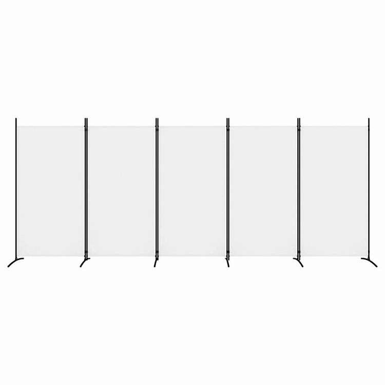 vidaXL 5パネルルームディバイダー ホワイト 433x180 cm ファブリック 家具 間仕切り 代引不可_2