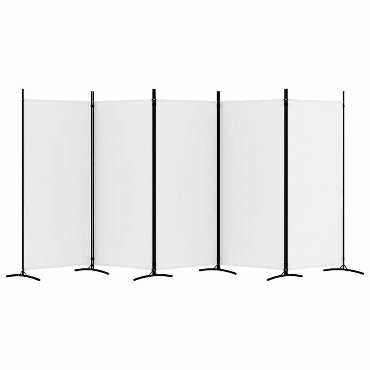 vidaXL 5パネルルームディバイダー ホワイト 433x180 cm ファブリック 家具 間仕切り 代引不可_3
