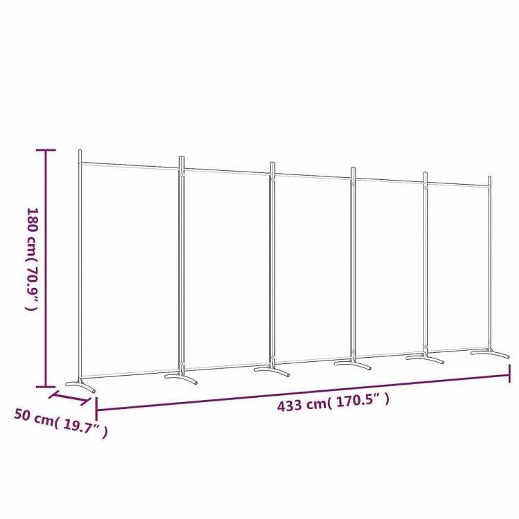 vidaXL 5パネルルームディバイダー ホワイト 433x180 cm ファブリック 家具 間仕切り 代引不可_7