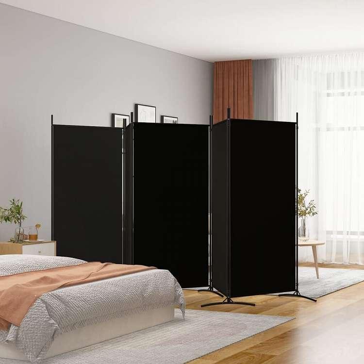vidaXL 5パネル ルームディバイダー ブラック 433x180 cm ファブリック 家具 間仕切り 代引不可_1