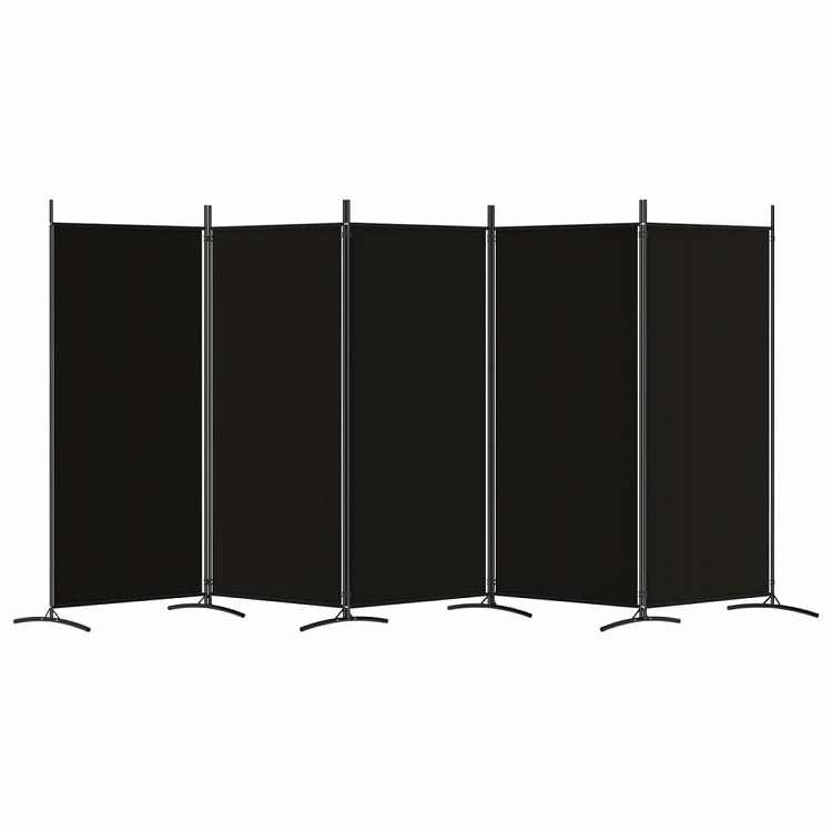 vidaXL 5パネル ルームディバイダー ブラック 433x180 cm ファブリック 家具 間仕切り 代引不可_3