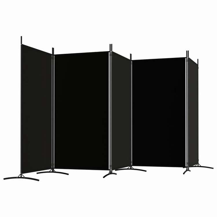 vidaXL 5パネル ルームディバイダー ブラック 433x180 cm ファブリック 家具 間仕切り 代引不可_4