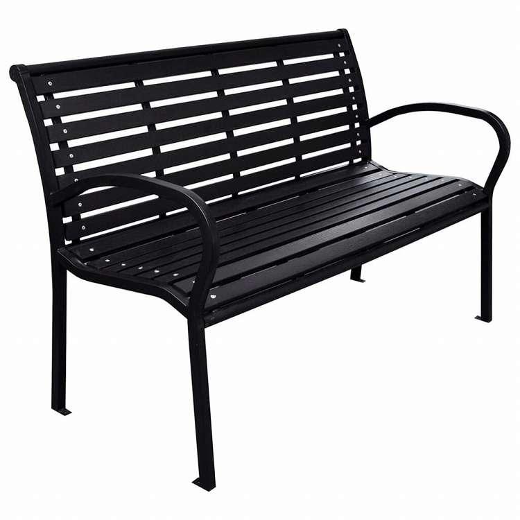 vidaXL ガーデンベンチ 116 cm スチール WPC ブラック家具 アウトドア