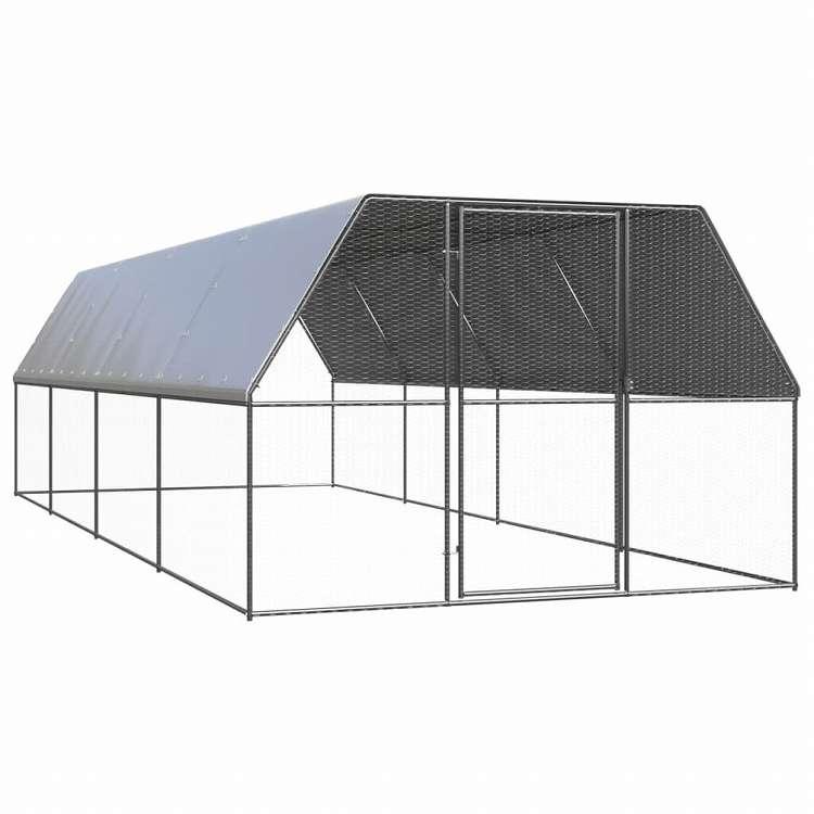 vidaXL 屋外鶏小屋 3x8x2m 亜鉛メッキ鋼製Animals Pet Supplies ペット