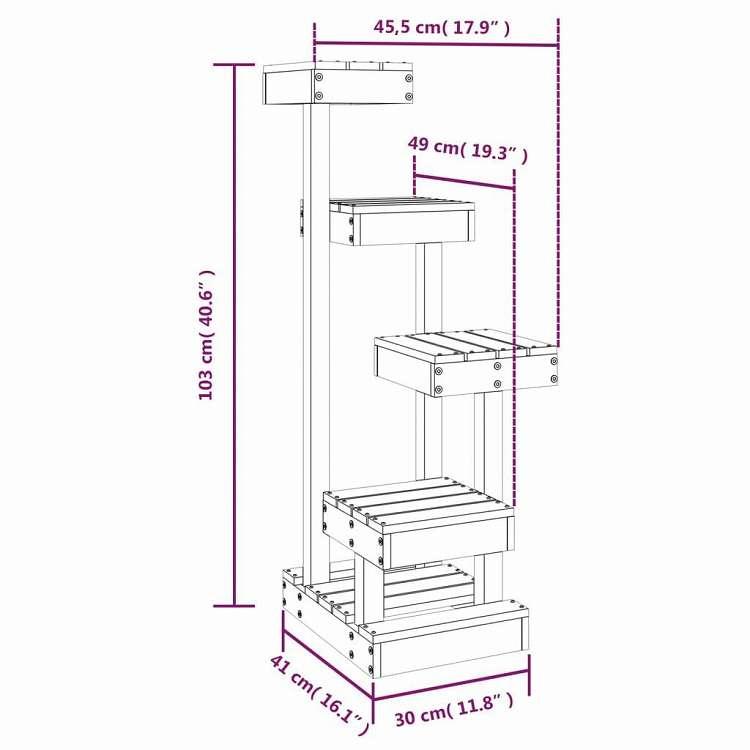vidaXL キャットツリー ホワイト 45.5x49x103 cm 無垢材 パイン材 動物 ペット用品 ペット用品 猫用品 猫用家具 代引不可_6