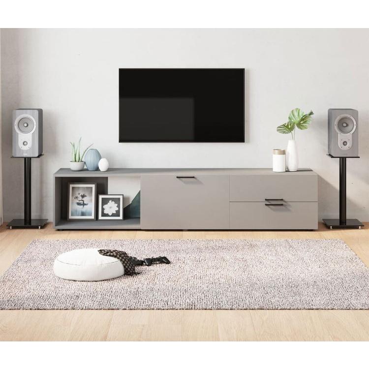 vidaXL スピーカースタンド 2点 ブラック 強化ガラス 柱1本デザイン