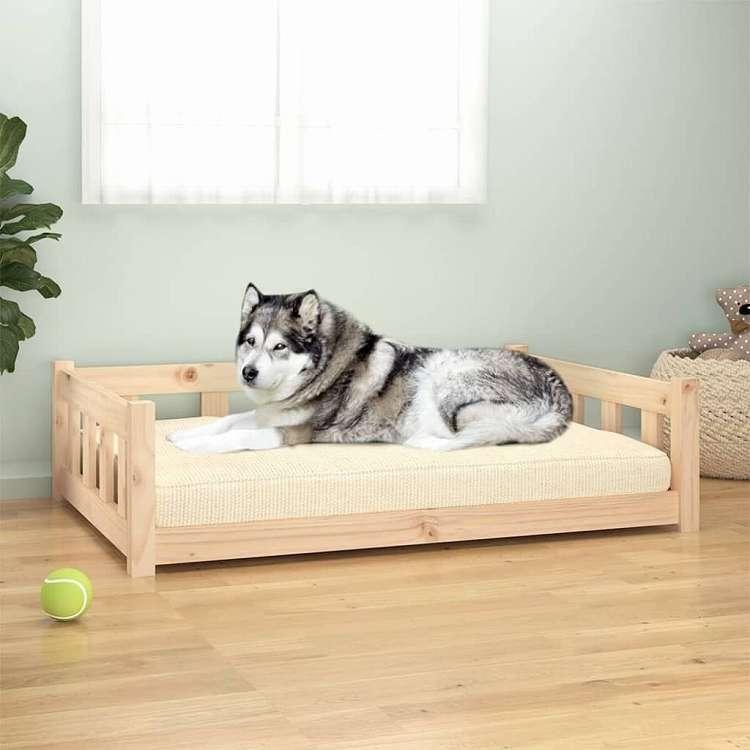 vidaXL 犬用ベッド 105.5x75.5x28 cm 無垢材 パイン材 動物 ペット用品 ペット用品 犬用品 犬用ベッド 代引不可の画像