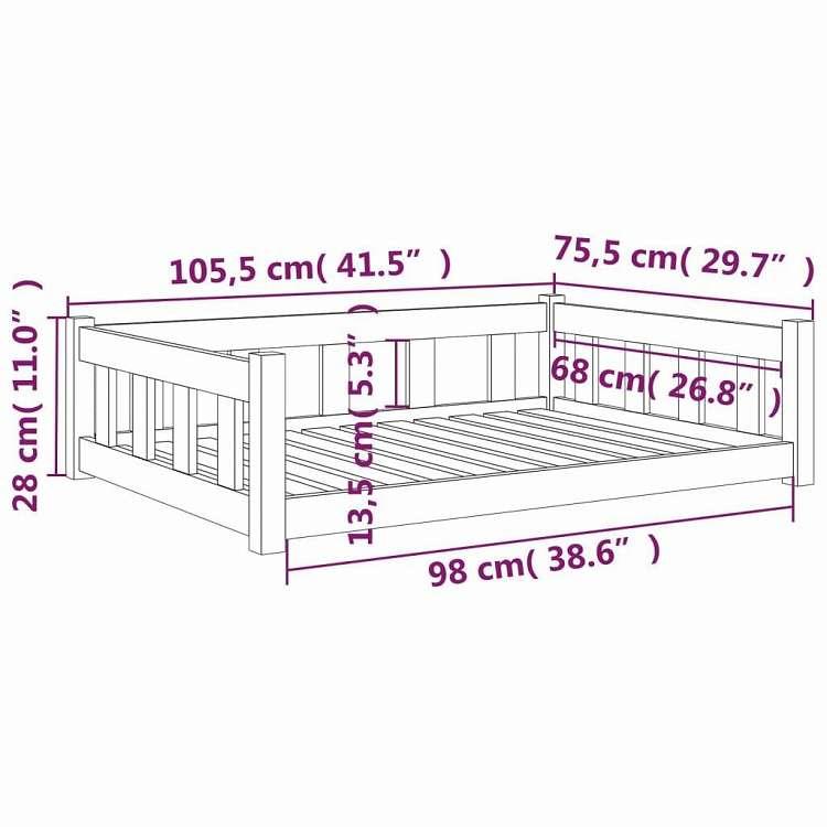 vidaXL 犬用ベッド 105.5x75.5x28 cm 無垢材 パイン材 動物 ペット用品 ペット用品 犬用品 犬用ベッド 代引不可の画像