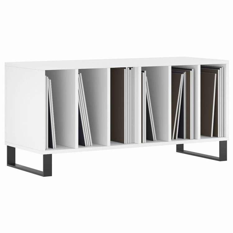 vidaXL レコードキャビネット ホワイト 100x38x48 cm エンジニアードウッド 家具 キャビネット 収納 メディア収納・ラック 代引不可の画像