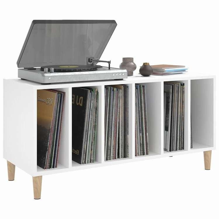 vidaXL レコードキャビネット ホワイト 100x38x48 cm エンジニアードウッド 家具 キャビネット 収納 代引不可_3
