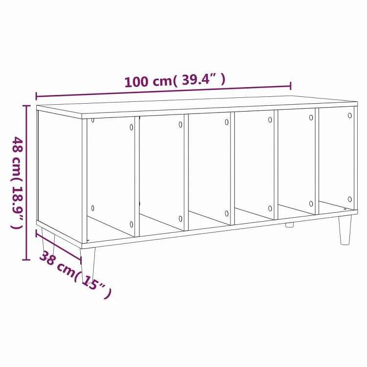 vidaXL レコードキャビネット ホワイト 100x38x48 cm エンジニアードウッド 家具 キャビネット 収納 代引不可_7