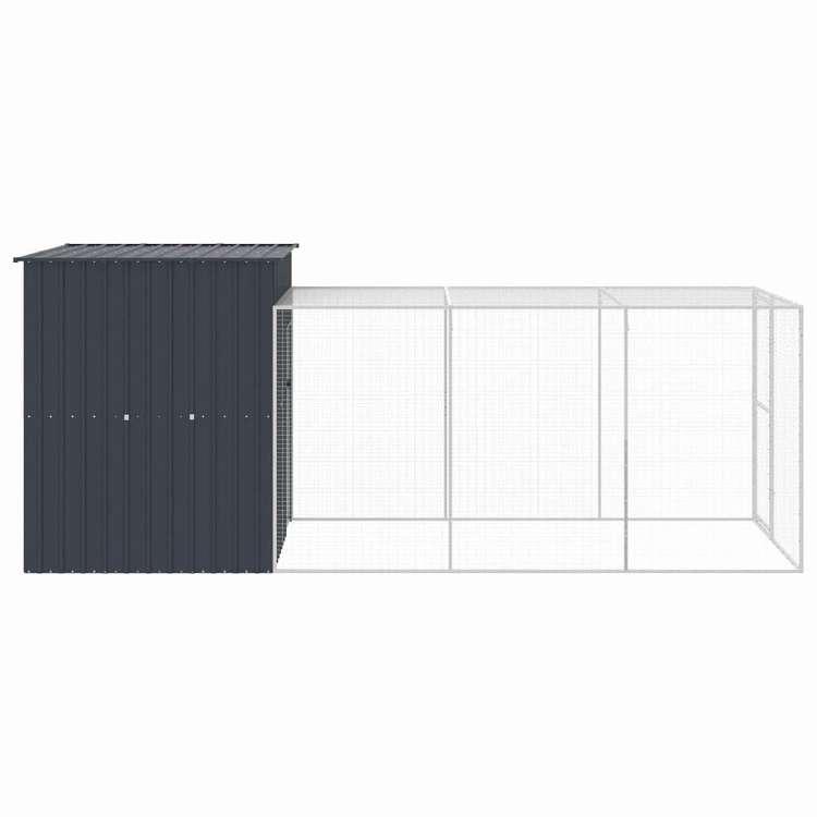 vidaXL 鶏小屋 ラン付き アンスラサイト 165x455x181 cm 亜鉛メッキ鋼 動物 ペット用品 ペット用品 小動物用品 小動物 飼育・ケージ 代引不可_3