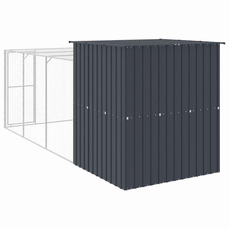 vidaXL 鶏小屋 ラン付き アンスラサイト 165x455x181 cm 亜鉛メッキ鋼 動物 ペット用品 ペット用品 小動物用品 小動物 飼育・ケージ 代引不可_4