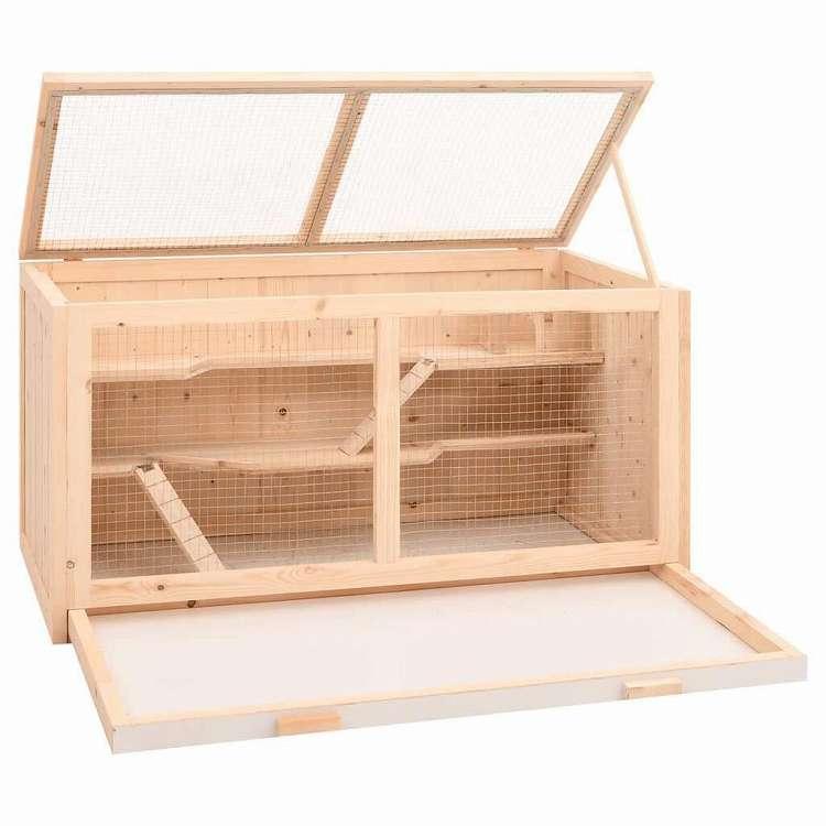vidaXL ハムスターケージ 104x52x54 cm 無垢材 モミ材 動物 ペット用品 ペット用品 小動物用品 小動物 飼育・ケージ 代引不可の画像