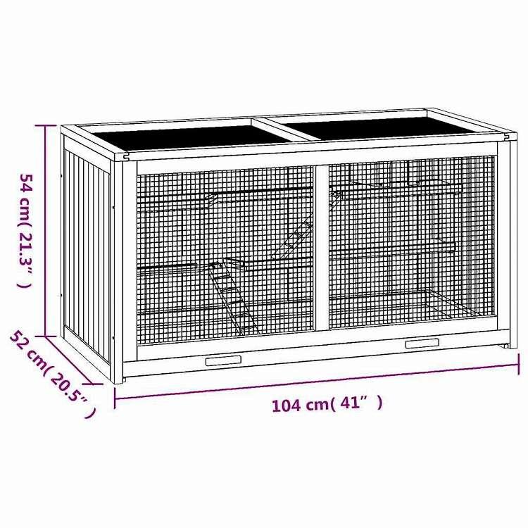 vidaXL ハムスターケージ 104x52x54 cm 無垢材 モミ材 動物 ペット用品 ペット用品 小動物用品 小動物 飼育・ケージ 代引不可の画像