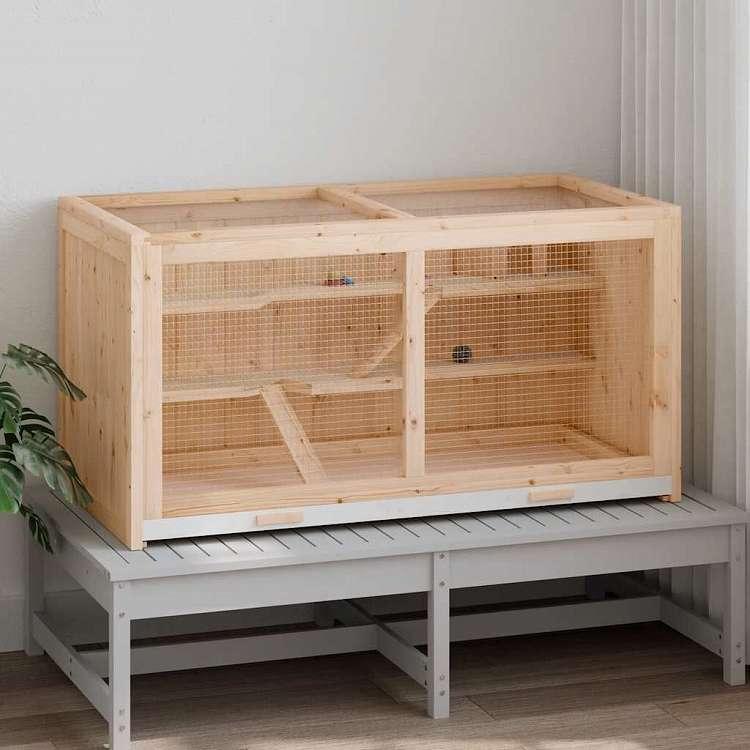 vidaXL ハムスターケージ 89.5x45x45 cm 無垢材 モミ材 動物 ペット