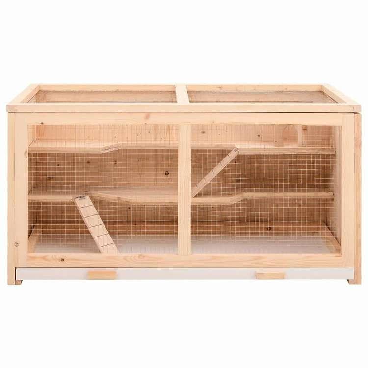vidaXL ハムスターケージ 89.5x45x45 cm 無垢材 モミ材 動物 ペット