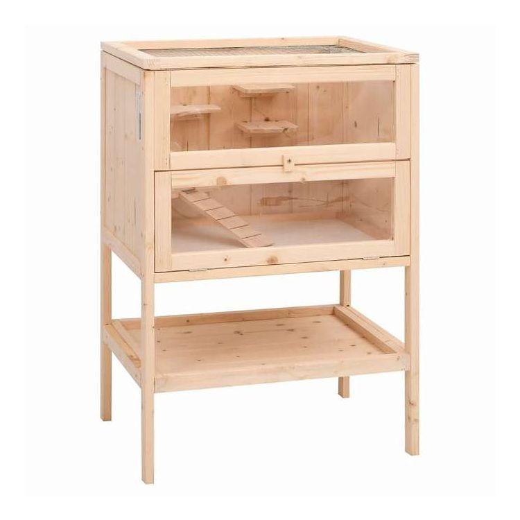 vidaXL ハムスターケージ 55x40x80 cm 無垢材 モミ材 動物 ペット用品