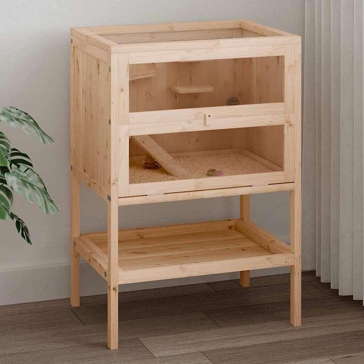 vidaXL ハムスターケージ 55x40x80 cm 無垢材 モミ材 動物 ペット用品