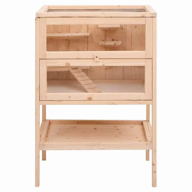 vidaXL ハムスターケージ 55x40x80 cm 無垢材 モミ材 動物 ペット用品