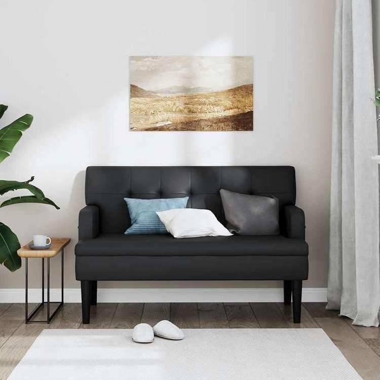 vidaXL ベンチ 背もたれ付き ブラック 112x65.5x75 cm 合成皮革 家具 ベンチ 代引不可_2