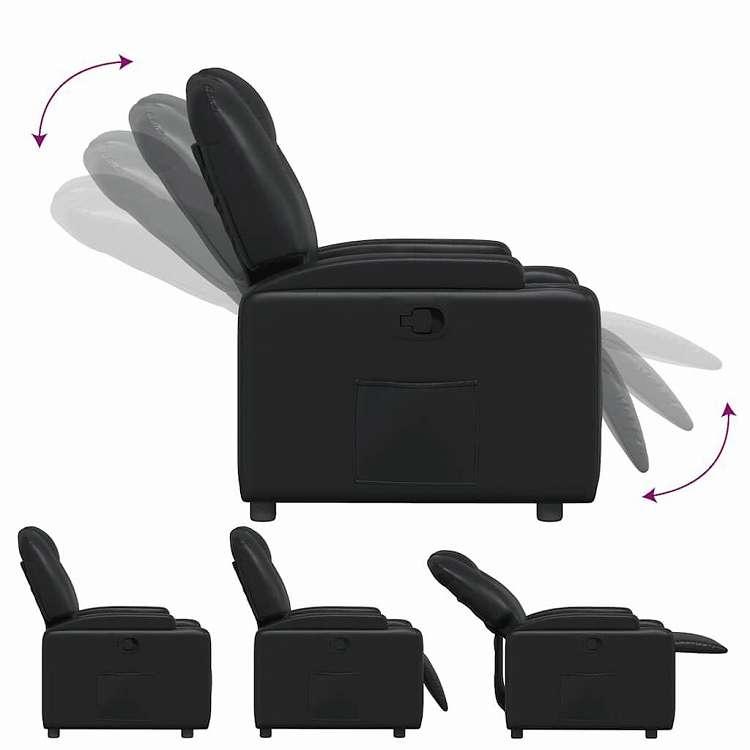 vidaXL リクライニングチェア ブラック フェイクレザー 家具 チェア アームチェア・リクライニングチェア・スリーピングチェア 代引不可_6