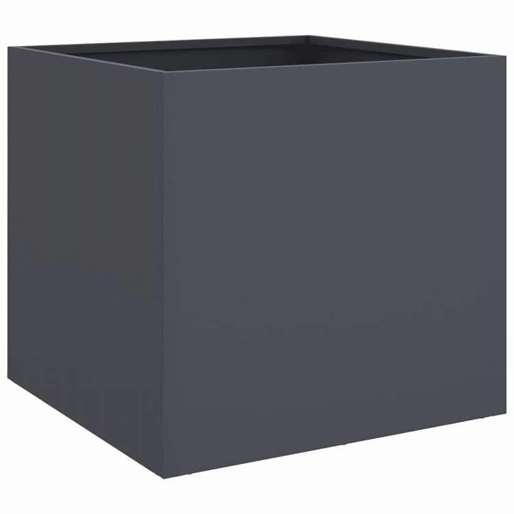 vidaXL プランター 2点 アントラシート 42x40x39cm スチール ホーム ガーデン 芝 ガーデン ガーデニング 鉢植え・プランター 代引不可の画像