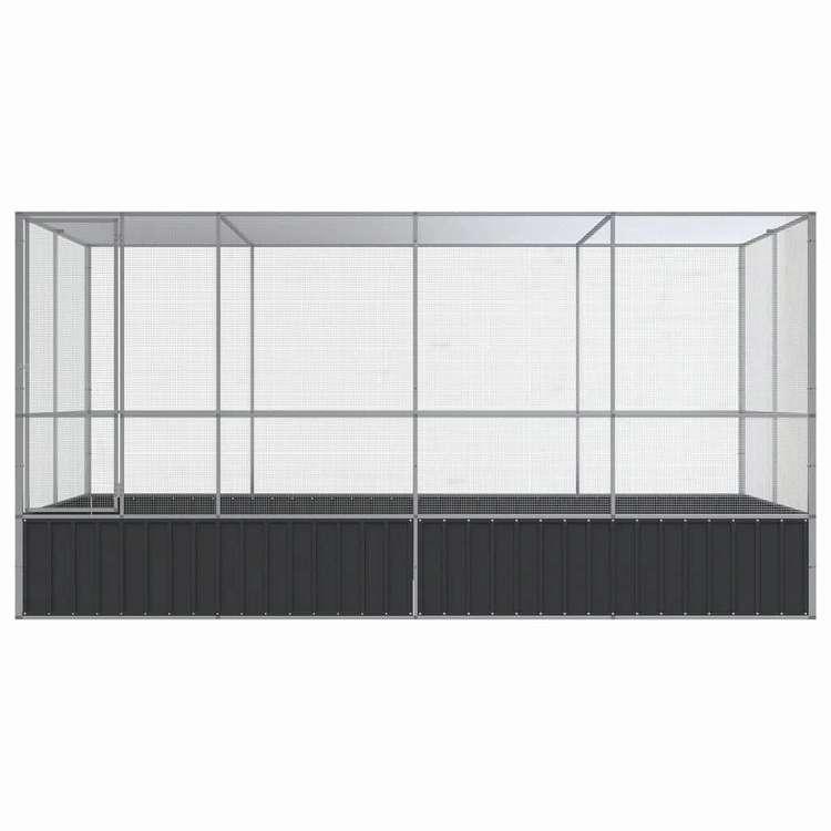 vidaXL 鳥小屋 拡張付き シルバー 418x207x212 cm スチール 動物 ペット用品 ペット用品 鳥用品 取りかご・スタンド 代引不可_2